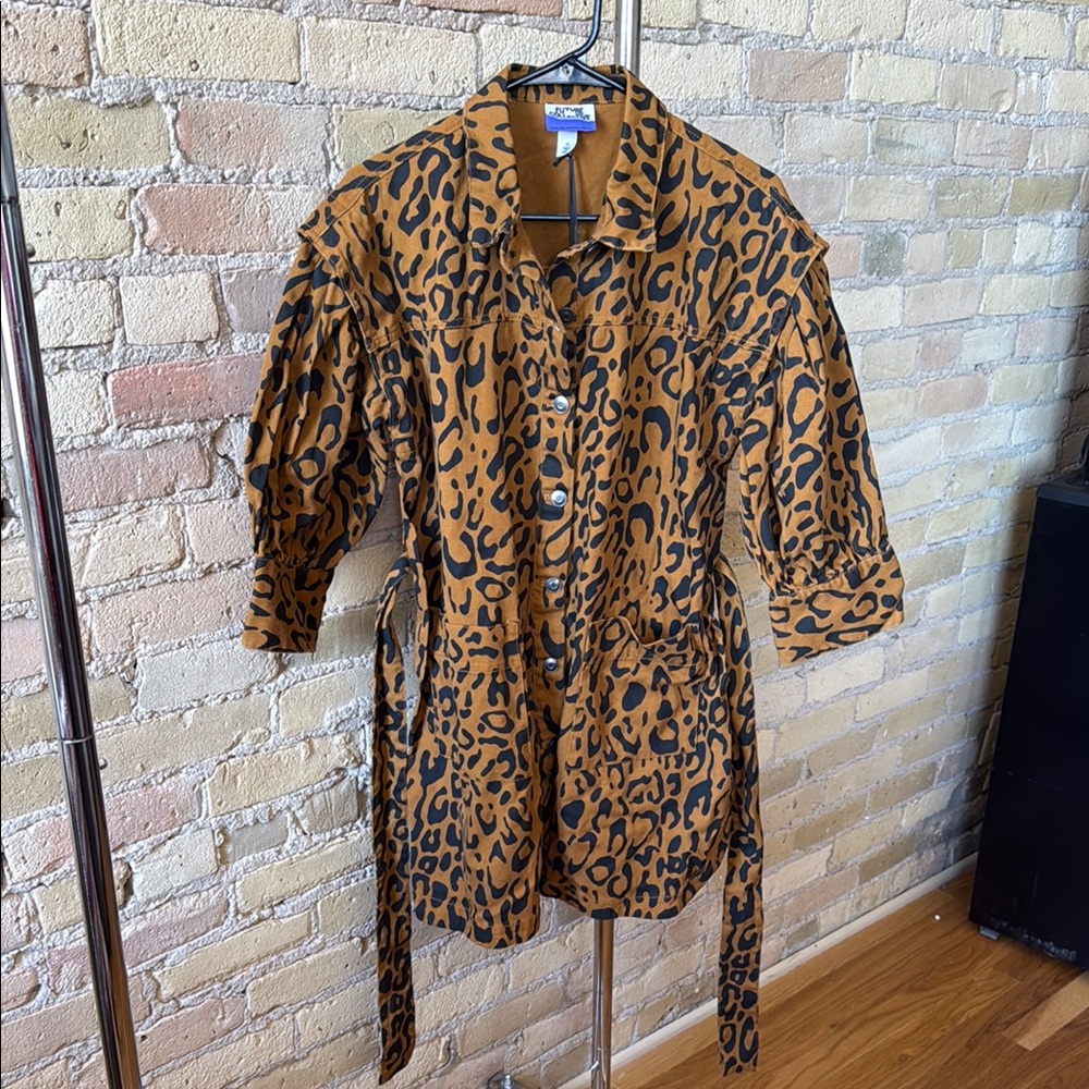 Future Collective Leopard Print Button-Up Shirt Dress